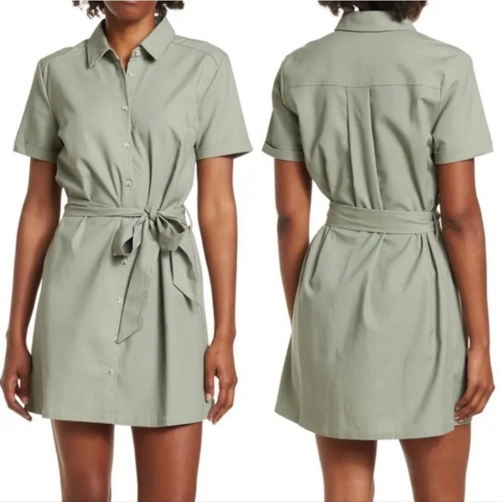New The good Jane Trip To Bali Tie Waist Shirtdress Ladies size medium Sage